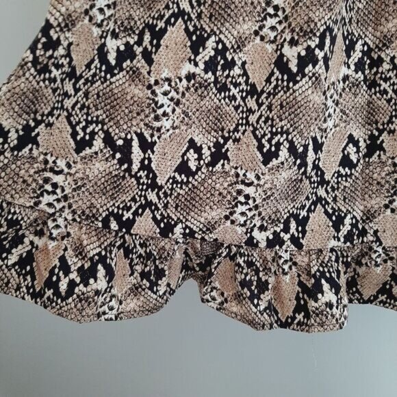 JOE FRESH / Flowy Ruffle Hem Scoop Neck Midi Dress Snake Print Sz 1X - Picture 5 of 14